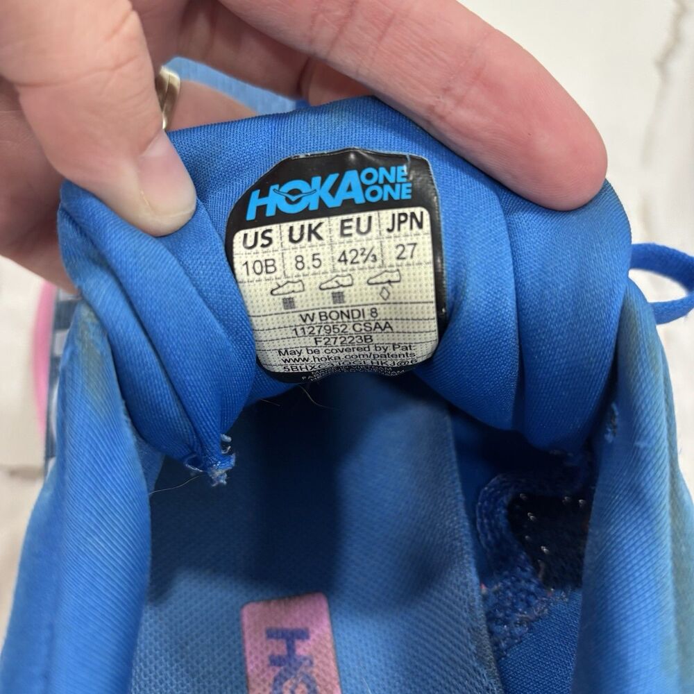 Hoka Bondi 8 Shoes Womens Size 10 Blue Pink Running Athletic Cushioned Sneakers - Picture 5 of 9
